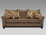 English Elm Camero Fabric Pillowback 2-Piece Living Room Set, Sofa and Loveseat, Brown