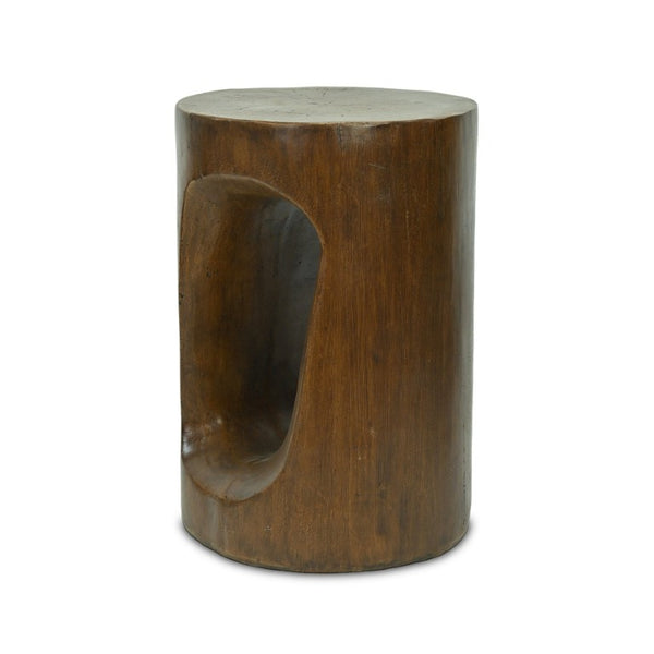 20 Inch Faux Stone Tree Stump Accent Table Rustic Natural Living Room Decor