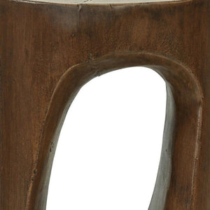 20 Inch Faux Stone Tree Stump Accent Table Rustic Natural Living Room Decor