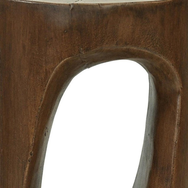 20 Inch Faux Stone Tree Stump Accent Table Rustic Natural Living Room Decor
