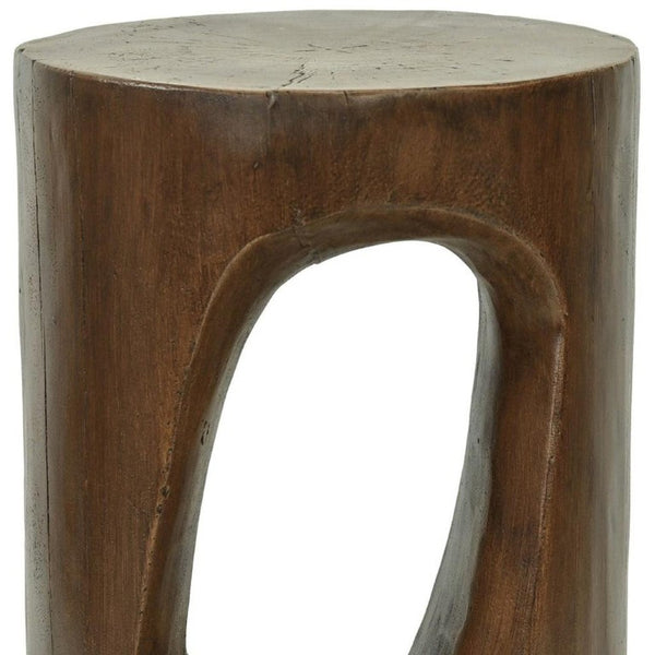 20 Inch Faux Stone Tree Stump Accent Table Rustic Natural Living Room Decor