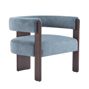 English Elm Christopher Knight Home® - Modern Velvet Upholstered Accent Arm chair with Barrel Back Design, Luxurious Velvet Comfort & Curved Legs Blue 29.5 L x 25.5 W x 14.5 H N776P205886C