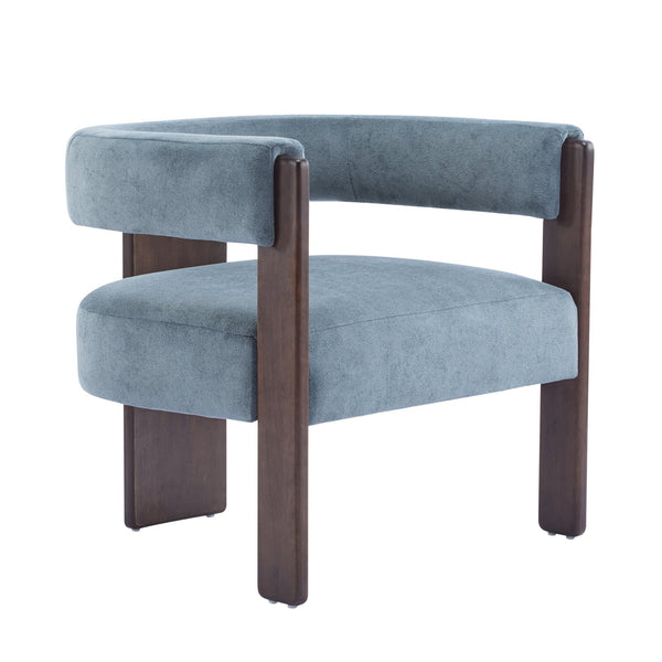 English Elm Christopher Knight Home® - Modern Velvet Upholstered Accent Arm chair with Barrel Back Design, Luxurious Velvet Comfort & Curved Legs Blue 29.5 L x 25.5 W x 14.5 H N776P205886C