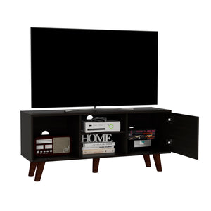 English Elm Edinburg, Low Profile Media Stand with Open Shelving and Cabinet for 50 Inch Tvs B128P148911