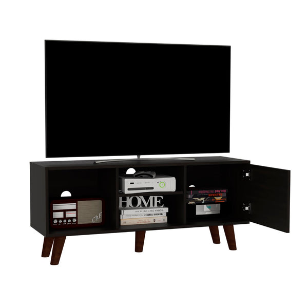 English Elm Edinburg, Low Profile Media Stand with Open Shelving and Cabinet for 50 Inch Tvs B128P148911