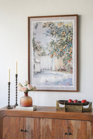 English Elm 31.5x47.2" Tuscan Courtyard Hand-painted Canvas Framed Wall Art Farmhouse Decor W2078P475438