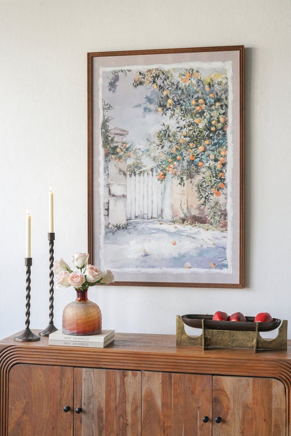 English Elm 31.5x47.2" Tuscan Courtyard Hand-painted Canvas Framed Wall Art Farmhouse Decor W2078P475438