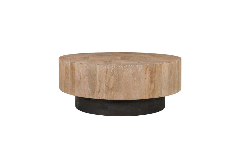 HomeRoots 40 Inch Round Solid Wood Pedestal Coffee Table Sturdy Living Room Accent Centerpiece Natural / Brown 723203