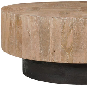 40 Inch Round Solid Wood Pedestal Coffee Table Sturdy Living Room Accent Centerpiece