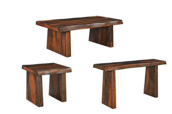 Set of Three Solid Wood Sled Base Dining Chairs Warm Brown Finish Classic Style