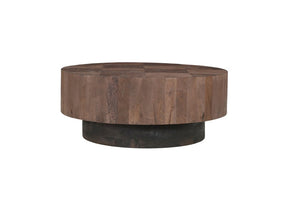 Set of Two Solid Wood Round Accent Tables Pedestal Base Living Room Display