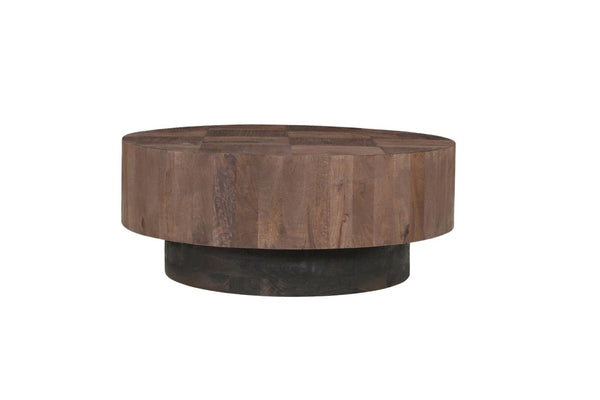 Set of Two Solid Wood Round Accent Tables Pedestal Base Living Room Display