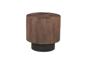Set of Two Solid Wood Round Accent Tables Pedestal Base Living Room Display