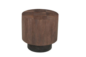 Set of Two Solid Wood Round Accent Tables Pedestal Base Living Room Display