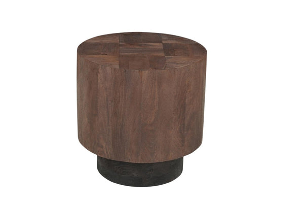 Set of Two Solid Wood Round Accent Tables Pedestal Base Living Room Display