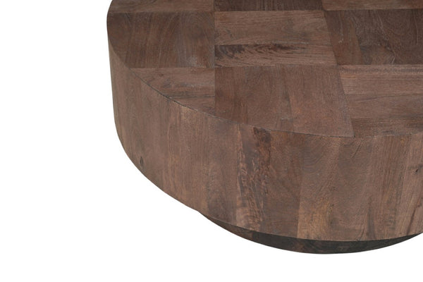 Set of Two Solid Wood Round Accent Tables Pedestal Base Living Room Display