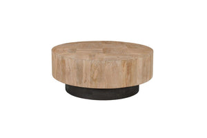 HomeRoots Set of Two Solid Wood Round Pedestal Tables Warm Brown Finish Living Room Accent 723211