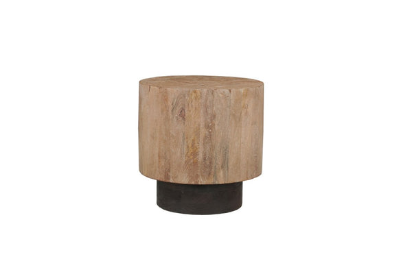 Set of Two Solid Wood Round Pedestal Tables Warm Brown Finish Living Room Accent