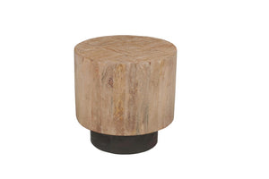 Set of Two Solid Wood Round Pedestal Tables Warm Brown Finish Living Room Accent