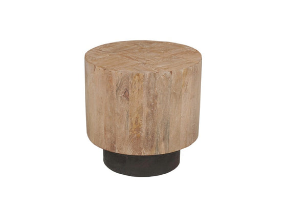 Set of Two Solid Wood Round Pedestal Tables Warm Brown Finish Living Room Accent