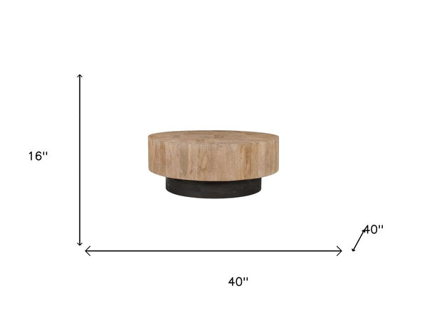 Set of Two Solid Wood Round Pedestal Tables Warm Brown Finish Living Room Accent
