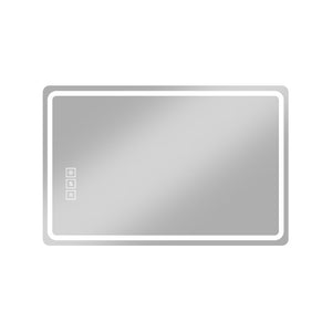 HomeRoots 32 Inch Silver Led Lighted Vanity Wall Mirror with Anti Fog Technology for Bathroom 723220