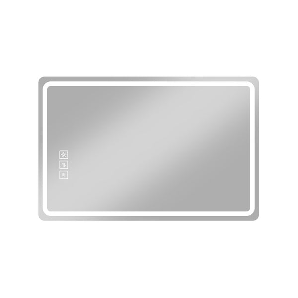 HomeRoots 32 Inch Silver Led Lighted Vanity Wall Mirror with Anti Fog Technology for Bathroom 723220