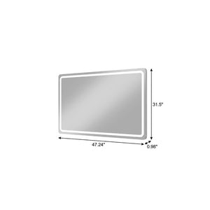 32 Inch Silver Led Lighted Vanity Wall Mirror with Anti Fog Technology for Bathroom