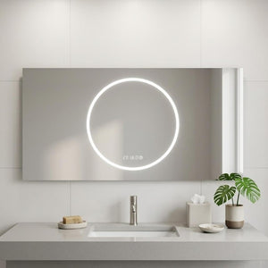 24 Inch Led Illuminated Frameless Bathroom Vanity Mirror with Anti Fog for Modern Spaces