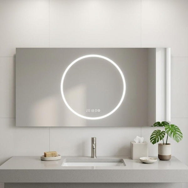 24 Inch Led Illuminated Frameless Bathroom Vanity Mirror with Anti Fog for Modern Spaces