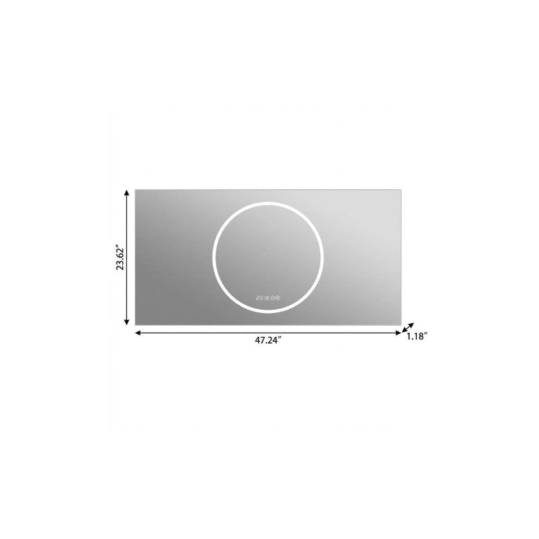 24 Inch Led Illuminated Frameless Bathroom Vanity Mirror with Anti Fog for Modern Spaces