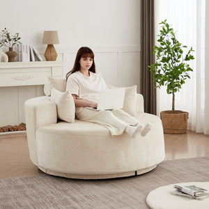 English Elm 55''l 55'l Chenille Foam Swivel Lounge Chair Plush 360 Rotation Modern Seating for Any Room W834S00595