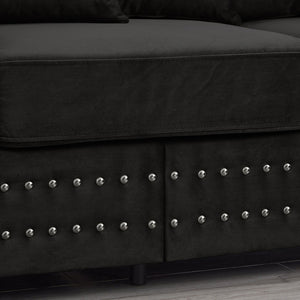 English Elm Modern Velvet Loveseat With Square Armrests & Silver Nailhead Accents - Stylish Comfort For Any Space W1097S00184