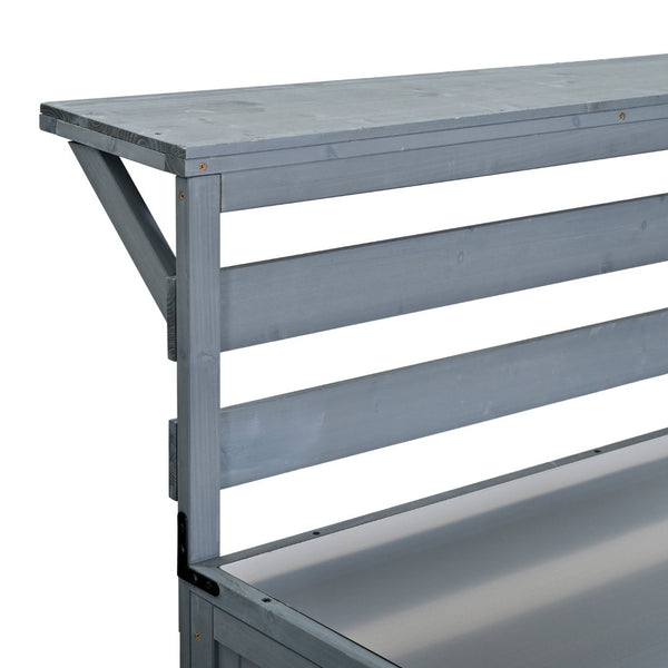 English Elm Topmax Modular Fir Wood Outdoor Kitchen Cart Stainless Steel Prep Station Gray N717P417963E