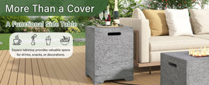 English Elm U_style Outdoor Mgo Propane Tank Cover Table Fluted Stone Finish Patio Side Accent Dark Gray N711P410561E