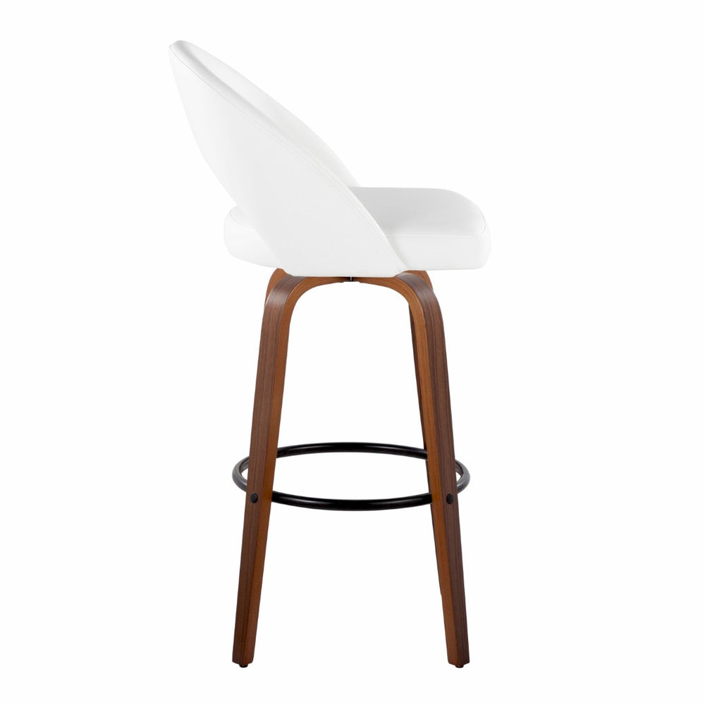 English Elm Fixed-height Mid-century Barstools with Walnut Legs and Grey Upholstered Seats Set Black,White+Walnut B202S01940