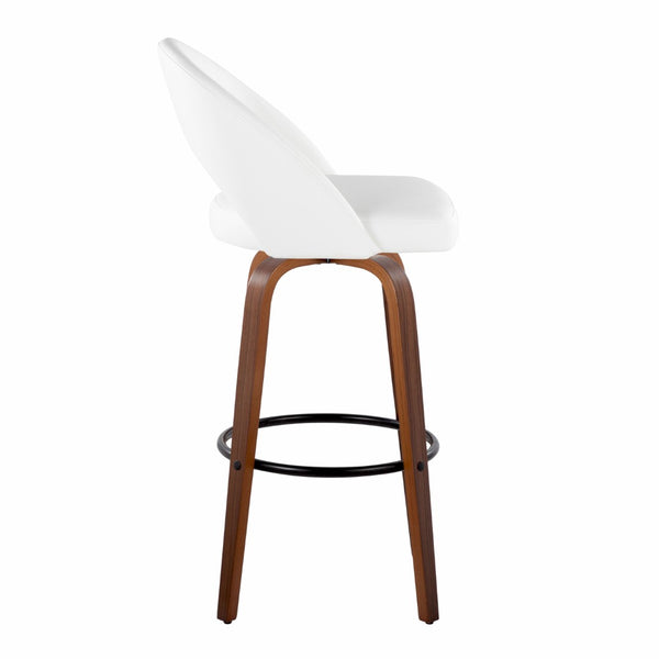 English Elm Fixed-height Mid-century Barstools with Walnut Legs and Grey Upholstered Seats Set Black,White+Walnut B202S01940