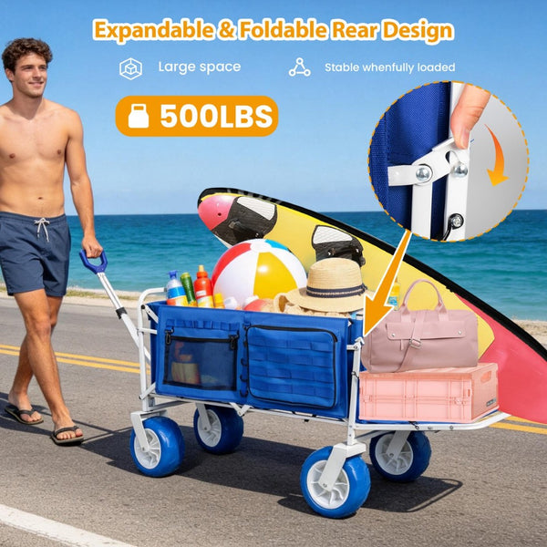 English Elm Beach Wagon with Extendable Tailgate All-terrain Tires and 500 Lb Steel Frame W2932P426706