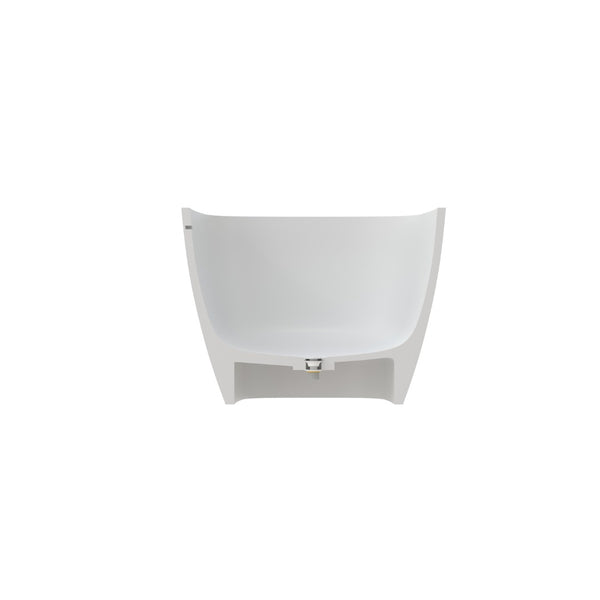 English Elm 59" Freestanding Soaking Tub Matte White Stone Resin Deep Basin Spa Bathroom T3785P490212