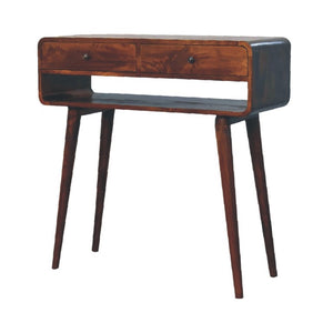 35 Inch Chestnut Solid Wood Entryway Console with Two Drawers and Lower Shelf
