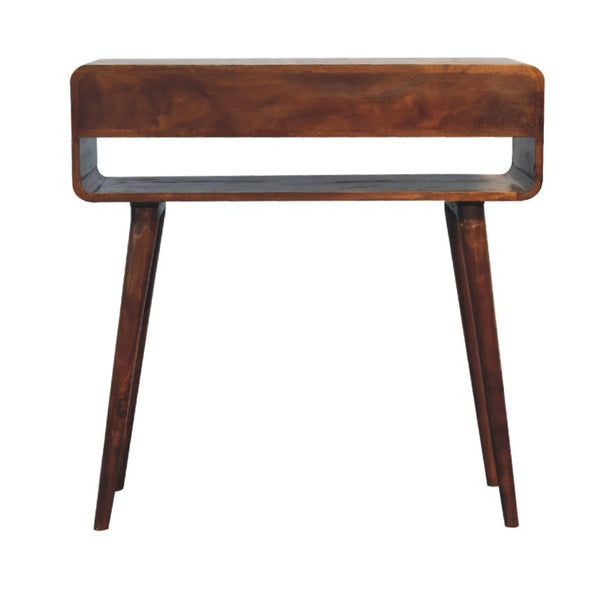 35 Inch Chestnut Solid Wood Entryway Console with Two Drawers and Lower Shelf