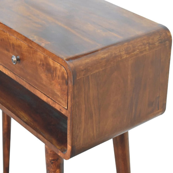 35 Inch Chestnut Solid Wood Entryway Console with Two Drawers and Lower Shelf
