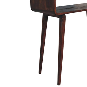 35 Inch Chestnut Solid Wood Entryway Console with Two Drawers and Lower Shelf