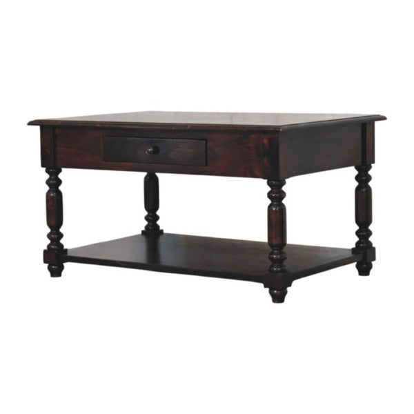 34 Inch Solid Wood Entryway Console Featuring Open Shelf Storage Drawer Natural Brown