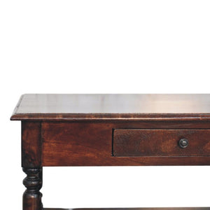 34 Inch Solid Wood Entryway Console Featuring Open Shelf Storage Drawer Natural Brown