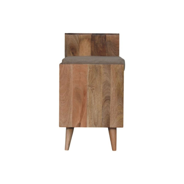 41 Inch Boucle Upholstered Entryway Bench with Oak Wood Cabinet Plus Open Shelving