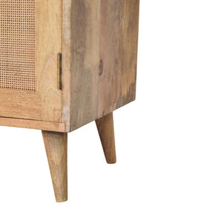 41 Inch Boucle Upholstered Entryway Bench with Oak Wood Cabinet Plus Open Shelving