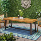 Christopher Knight Home® - Noble House - Carlisle Outdoor Eight Seater Wooden Dining Table, Teak and Rustic Metal Finish