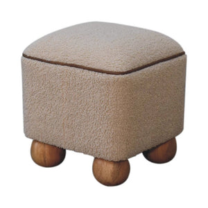 15 Inch Boucle Fabric Footstool Cozy Neutral Accent Piece for Living Room Decor
