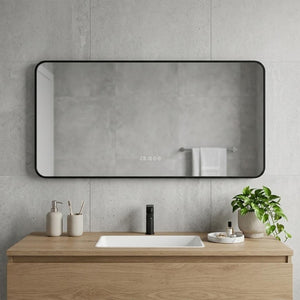 24 Inch Black Aluminum Vanity Mirror with Led Lighting and Anti Fog Smart Bath Feature